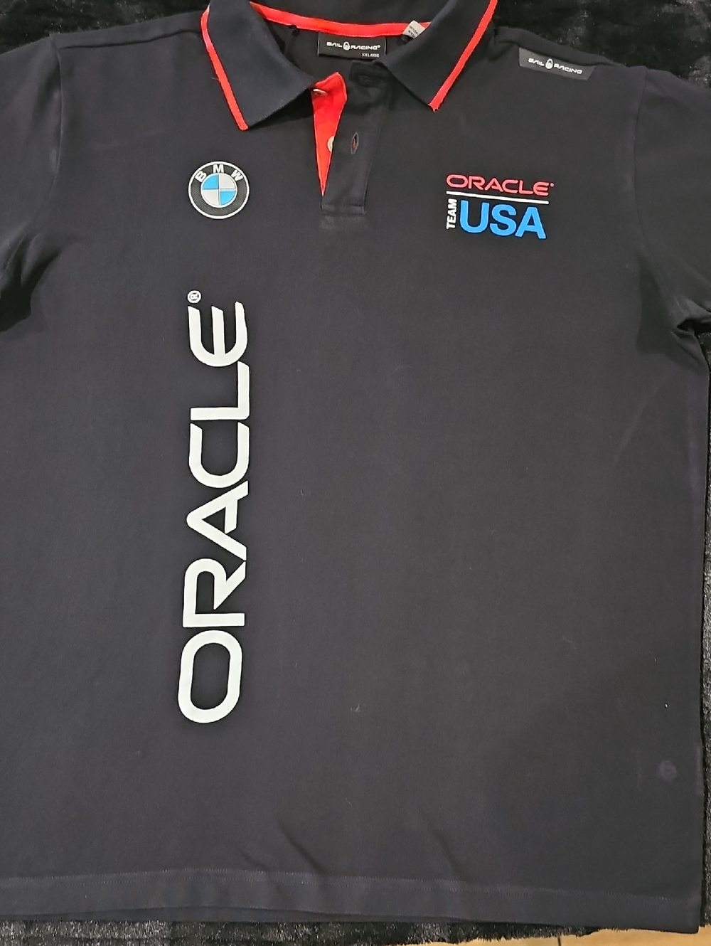 Oracle Team USA Black Polo with Red Accent